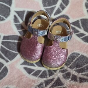 UGG Kids Pink and Blue Glitter Sandals